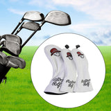 Maxbell 3x Wood Headcover Protector Guard PU Protective Sleeve Golf Club Head Covers White