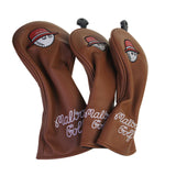 Maxbell 3x Wood Headcover Protector Guard PU Protective Sleeve Golf Club Head Covers Brown