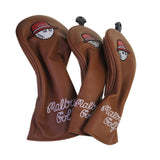 Maxbell 3x Wood Headcover Protector Guard PU Protective Sleeve Golf Club Head Covers Brown