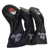 Maxbell 3x Wood Headcover Protector Guard PU Protective Sleeve Golf Club Head Covers Black