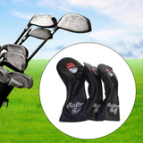 Maxbell 3x Wood Headcover Protector Guard PU Protective Sleeve Golf Club Head Covers Black