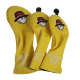 Maxbell 3x Wood Headcover Protector Guard PU Protective Sleeve Golf Club Head Covers Yellow