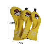 Maxbell 3x Wood Headcover Protector Guard PU Protective Sleeve Golf Club Head Covers Yellow