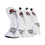 Maxbell 4x Golf Wood Headcovers Men Women Portable Thick Lining Golf Shaft Protector White