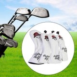 Maxbell 4x Golf Wood Headcovers Men Women Portable Thick Lining Golf Shaft Protector White