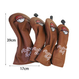 Maxbell 4x Golf Wood Headcovers Men Women Portable Thick Lining Golf Shaft Protector Brown