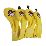 Maxbell 4x Golf Wood Headcovers Men Women Portable Thick Lining Golf Shaft Protector Yellow