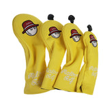 Maxbell 4x Golf Wood Headcovers Men Women Portable Thick Lining Golf Shaft Protector Yellow