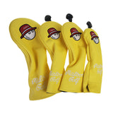 Maxbell 4x Golf Wood Headcovers Men Women Portable Thick Lining Golf Shaft Protector Yellow