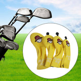 Maxbell 4x Golf Wood Headcovers Men Women Portable Thick Lining Golf Shaft Protector Yellow