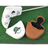 Maxbell Golf Club Covers Golf Putter Head Protector Universal Golf Putter Head Cover Brown Green