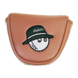 Maxbell Golf Putter Cover Durable Sleeve Golf Accessories PU Mallet Putter Headcover Brown Green