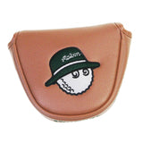 Maxbell Golf Putter Cover Durable Sleeve Golf Accessories PU Mallet Putter Headcover Brown Green