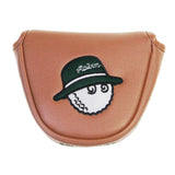 Maxbell Golf Putter Cover Durable Sleeve Golf Accessories PU Mallet Putter Headcover Brown Green