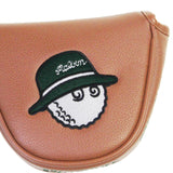 Maxbell Golf Putter Cover Durable Sleeve Golf Accessories PU Mallet Putter Headcover Brown Green