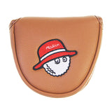 Maxbell Golf Putter Cover Durable Sleeve Golf Accessories PU Mallet Putter Headcover Brown Red