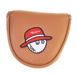 Maxbell Golf Putter Cover Durable Sleeve Golf Accessories PU Mallet Putter Headcover Brown Red