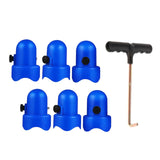 Maxbell 6 Pieces Trampoline Enclosure Pole Caps with Spring Pull Tool Pipe Caps Blue