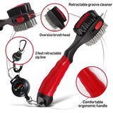 Maxbell Golf Club Brush and Groove Cleaner Golfer Easy Attach to Golf Bag Golf Brush Red