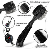 Maxbell Golf Club Brush and Groove Cleaner Golfer Easy Attach to Golf Bag Golf Brush Black