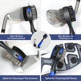 Maxbell Golf Club Brush and Groove Cleaner Golfer Easy Attach to Golf Bag Golf Brush Blue