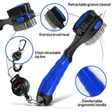 Maxbell Golf Club Brush and Groove Cleaner Golfer Easy Attach to Golf Bag Golf Brush Blue