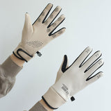 Maxbell Winter Warm Cycling Gloves Non Slip for Men Women for Running Sports Outdoor Beige and black