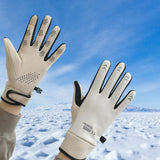 Maxbell Winter Warm Cycling Gloves Non Slip for Men Women for Running Sports Outdoor Beige and black