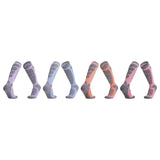 Maxbell Womens Ski Socks Non Slip Cuff Knee High Socks for Camping Skiing Skating Purple