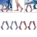Maxbell Womens Ski Socks Non Slip Cuff Knee High Socks for Camping Skiing Skating Purple