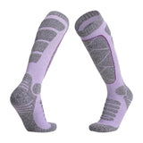 Maxbell Womens Ski Socks Non Slip Cuff Knee High Socks for Camping Skiing Skating Purple