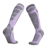 Maxbell Womens Ski Socks Non Slip Cuff Knee High Socks for Camping Skiing Skating Purple