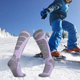 Maxbell Womens Ski Socks Non Slip Cuff Knee High Socks for Camping Skiing Skating Purple