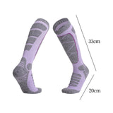 Maxbell Womens Ski Socks Non Slip Cuff Knee High Socks for Camping Skiing Skating Purple
