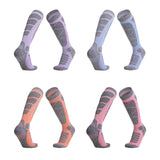 Maxbell Womens Ski Socks Non Slip Cuff Knee High Socks for Camping Skiing Skating Purple