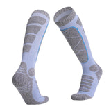 Maxbell Womens Ski Socks Non Slip Cuff Knee High Socks for Camping Skiing Skating Blue