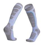Maxbell Womens Ski Socks Non Slip Cuff Knee High Socks for Camping Skiing Skating Blue