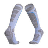 Maxbell Womens Ski Socks Non Slip Cuff Knee High Socks for Camping Skiing Skating Blue