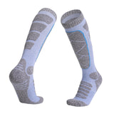 Maxbell Womens Ski Socks Non Slip Cuff Knee High Socks for Camping Skiing Skating Blue