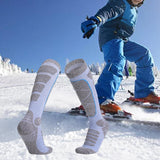 Maxbell Womens Ski Socks Non Slip Cuff Knee High Socks for Camping Skiing Skating Blue