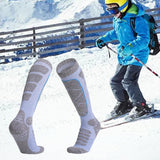 Maxbell Womens Ski Socks Non Slip Cuff Knee High Socks for Camping Skiing Skating Blue