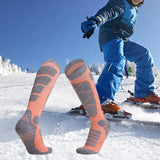Maxbell Womens Ski Socks Non Slip Cuff Knee High Socks for Camping Skiing Skating Orange