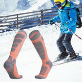 Maxbell Womens Ski Socks Non Slip Cuff Knee High Socks for Camping Skiing Skating Orange