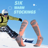 Maxbell Womens Ski Socks Non Slip Cuff Knee High Socks for Camping Skiing Skating Orange
