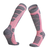 Maxbell Womens Ski Socks Non Slip Cuff Knee High Socks for Camping Skiing Skating Pink