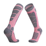 Maxbell Womens Ski Socks Non Slip Cuff Knee High Socks for Camping Skiing Skating Pink