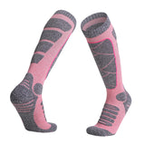 Maxbell Womens Ski Socks Non Slip Cuff Knee High Socks for Camping Skiing Skating Pink