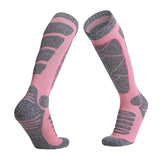 Maxbell Womens Ski Socks Non Slip Cuff Knee High Socks for Camping Skiing Skating Pink