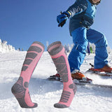 Maxbell Womens Ski Socks Non Slip Cuff Knee High Socks for Camping Skiing Skating Pink
