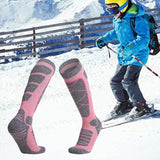 Maxbell Womens Ski Socks Non Slip Cuff Knee High Socks for Camping Skiing Skating Pink